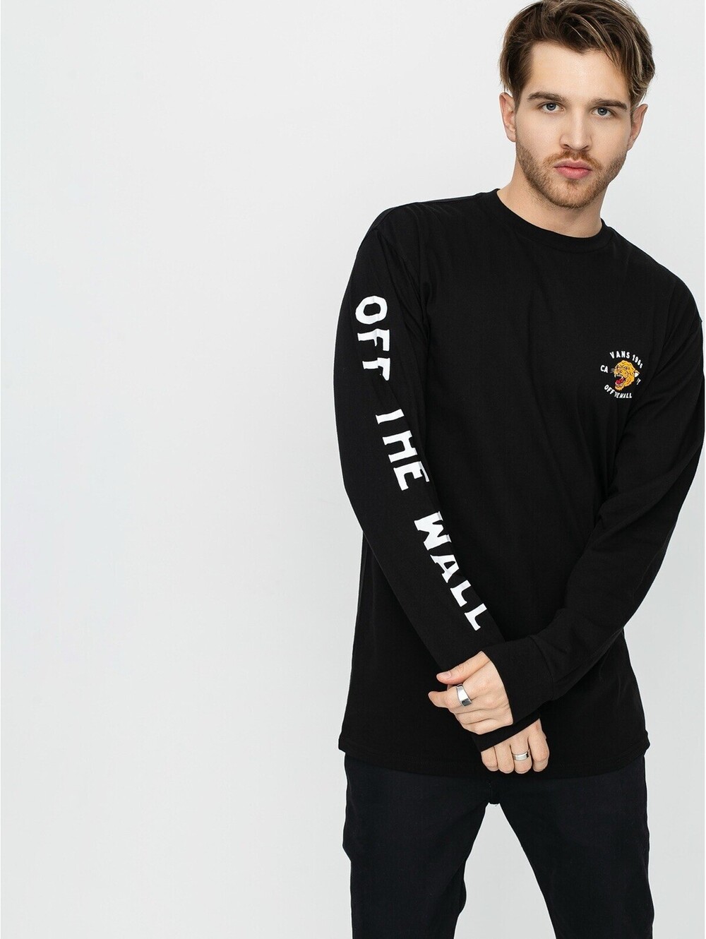 VANS Men’s Cotton Growler Long-Sleeve Graphic Tee In Black-Size Medium